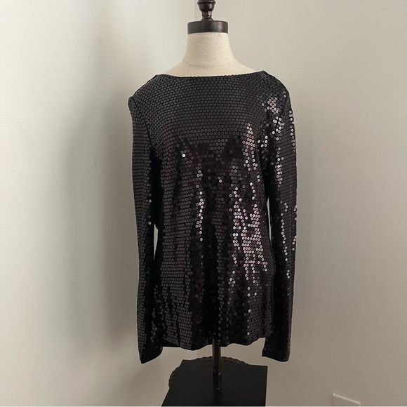 Michel Kors Sequin long sleeve back drapes size Large - Picture 2 of 12